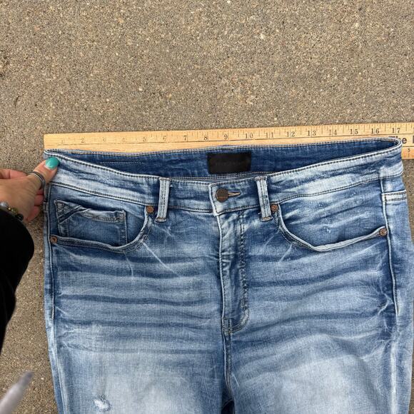 Buckle Black Fit No 75 Ankle Skinny Jeans Size 31 Light Blue Distressed Fray Hem - Picture 8 of 10